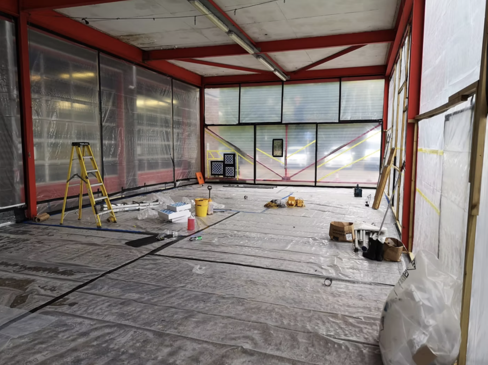 Asbestos roof panels to canopeMilton Keynes Firestation